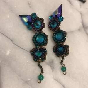 Blue Zircon Handmade Lace-backed Earrings-Boutique